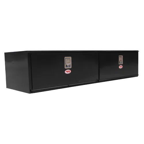 H841824-2 – RKI Tool Box, Underbody Dual Lid Powder Coated Black Steel 84 Inch Length x 24 Inch Width x 18 Inch Heigh...